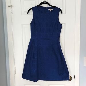 Eva Mendes royal blue jacquard design dress